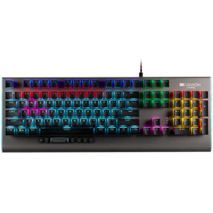 CANYON Wired multimedia gaming keyboard with lighting effect, 20pcs rainbow LED & 19pcs RGB light, N