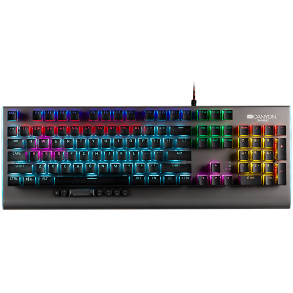 CANYON Wired multimedia gaming keyboard with lighting effect, 20pcs rainbow LED & 19pcs RGB light, N