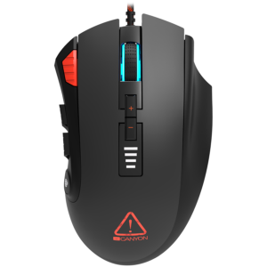 CANYON,Gaming Mouse with 12 programmable buttons, Sunplus 6662 optical sensor, 6 levels of DPI and u