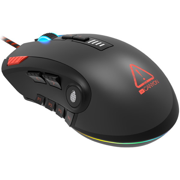 CANYON,Gaming Mouse with 12 programmable buttons, Sunplus 6662 optical sensor, 6 levels of DPI and u