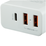 CANYON H-08 Universal 3xUSB AC charger (in wall) with over-voltage protection(1 USB-C with PD Quick