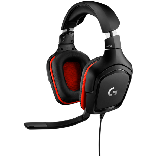 LOGITECH G332 Wired Gaming Headset - LEATHERETTE - BLACK/RED - 3.5 MM