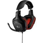 LOGITECH G332 Wired Gaming Headset - LEATHERETTE - BLACK/RED - 3.5 MM