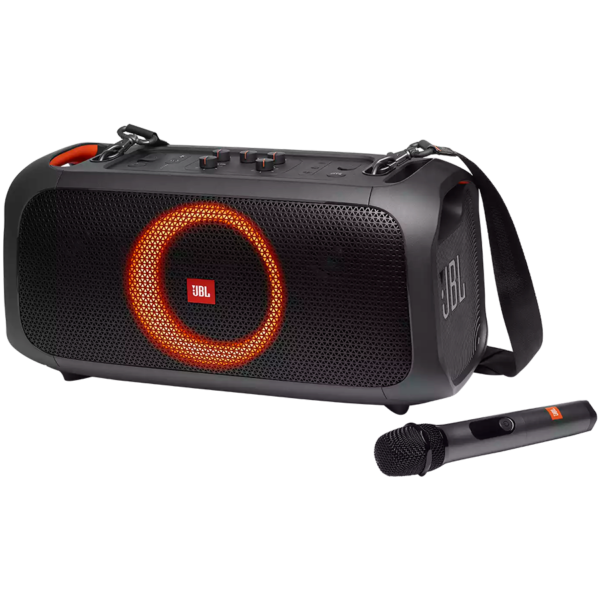 JBL Partybox On-The-Go - Portable Party Speaker with Wireless Mic - Black