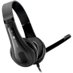 CANYON HSC-1 basic PC headset with microphone, combined 3.5mm plug, leather pads, Flat cable length