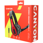 CANYON HSC-1 basic PC headset with microphone, combined 3.5mm plug, leather pads, Flat cable length