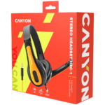 CNS-CHSC1BY CANYON гарнитура, цвет - черный/желтый, внешний микрофон, штекер 1*3.5 мм комбинированны