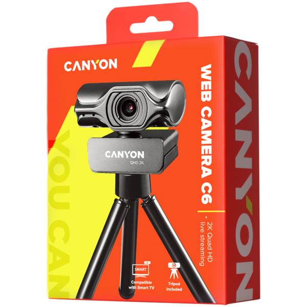 CANYON C6 2k Ultra full HD 3.2Mega webcam with USB2.0 connector, built-in MIC, IC SN5262, Sensor Apt