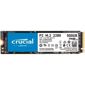 CRUCIAL P2 500GB SSD, M.2 2280, PCIe Gen3 x4, Read/Write: 2300/940 MB/s, Random Read/Write IOPS: 95K