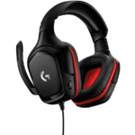 LOGITECH G332 Wired Gaming Headset - LEATHERETTE - BLACK/RED - 3.5 MM