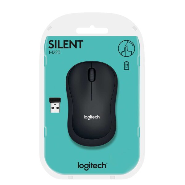 Мышь беспроводная Logitech M220 Silent Charcoal ofl (черная, оптическая, 1000dpi, 2.4 GHz/USB-ресиве