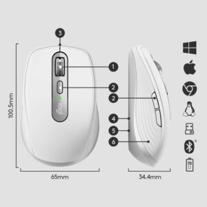 Мышь беспроводная Logitech MX ANYWHERE 3 - PALE GREY - 2.4GHZ/BT - N/A - EMEA (M/N: MR0083 / C-U0008