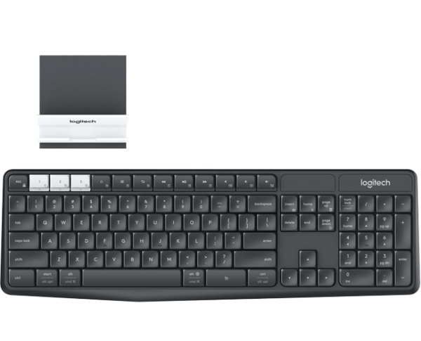 Клавиатура беспроводная Logitech K375s (GRAPHITE/OFFWHITE, Multi-Device, подставка в комплекте, Blue