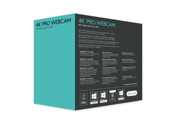 Веб-камера Logitech BRIO (Ultra HD 4K, 2160p/30fps, автофокус, zoom 5x, угол обзора 90°/78°/65°, сте