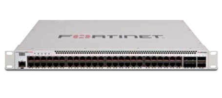 Layer 2/3 FortiGate switch controller compatible PoE+ switch with 48 x GE RJ45 ports, 4 x 10 GE SFP+