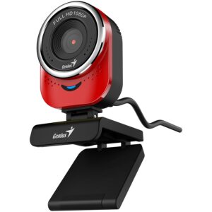 GENIUS QCam 6000, red, Full-HD 1080p webcam, universal clip, 360 degree swivel, USB, built-in microp