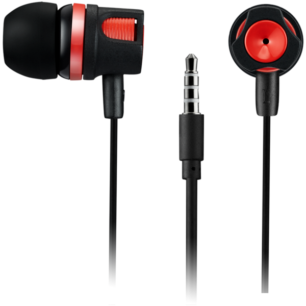 CANYON EP-3 Stereo earphones with microphone, Red, cable length 1.2m, 21.5*12mm, 0.011kg