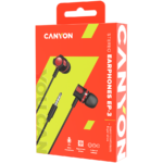 CANYON EP-3 Stereo earphones with microphone, Red, cable length 1.2m, 21.5*12mm, 0.011kg