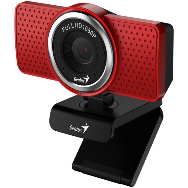GENIUS ECam 8000, red, Full-HD 1080p webcam, swiveling, tripod-ready design, USB, built-in microphon