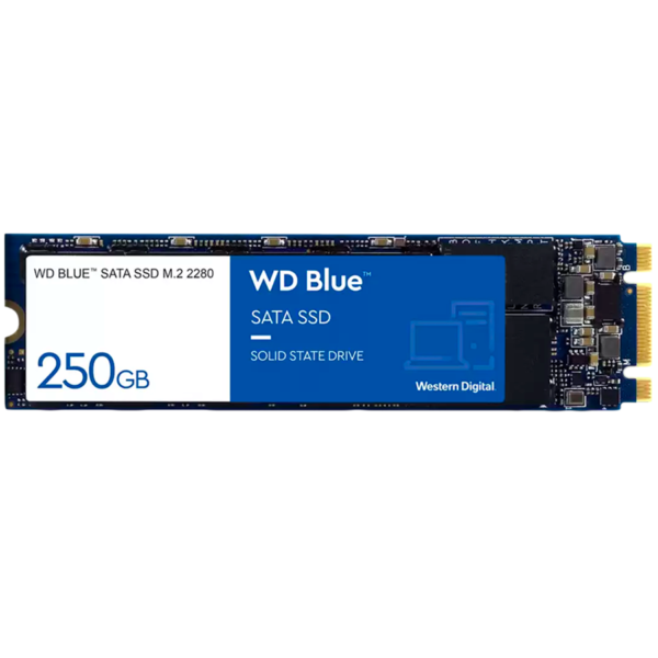 SSD WD Blue (M.2, 250GB, SATA III 6 Gb/s, 3D NAND Read/Write: 550 / 525 MB/sec, Random Read/Write IO