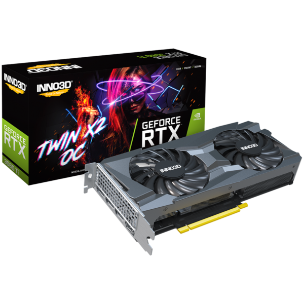 INNO3D Video Card NVIDIA GeForce RTX 3060Ti Twin X2 OC LHR, 8GB 256bit GDDR6, 1680MHz / 19G, PCI-E 4