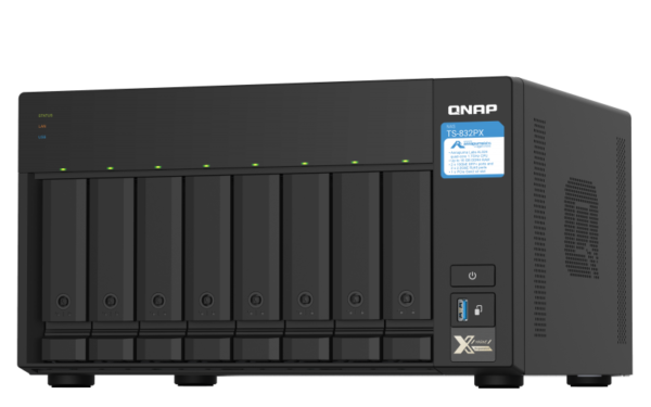 Сетевое оборудование QNAP Сетевой RAID-накопитель TS-832PX-4G EU-RU 8 отсеков 3,5"/2,5", 2 порта 2,5