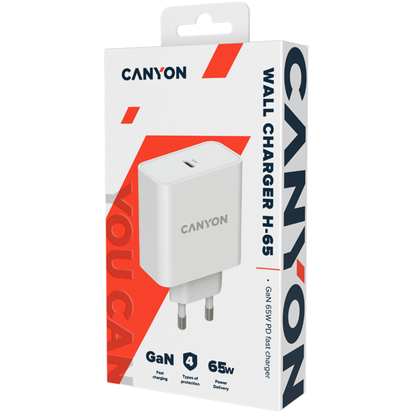 CANYON H-65, GAN 65W charger  Input:  100V-240V Output: 5.0V3.0A /9.0V3.0A /12.0V-3.0A/ 15.0V-3.0A /