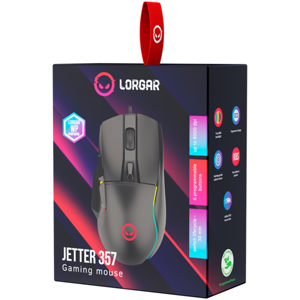 LORGAR Jetter 357, gaming mouse, Optical Gaming Mouse with 6 programmable buttons, Pixart ATG4090 se