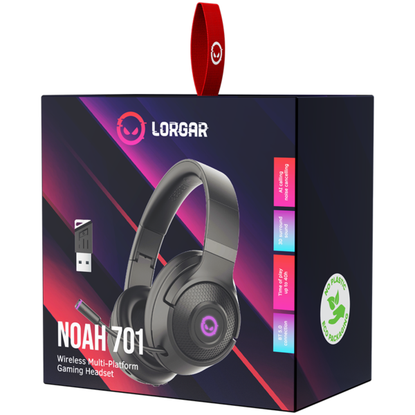 LORGAR Noah 701, gaming headset with microphone, 2.4G+ BT 5.0 Realtek 8763, battery 1000mAh, type-C