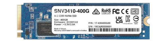 Накопитель твердотельный Synology SNV3410-400G SSD 400 GB M.2 2280 NVMe PCIe 3.0 x4 DWPD (0,68) MTBF