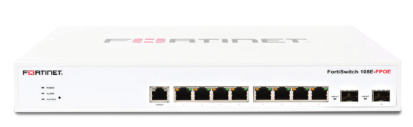FortiSwitch-108E-FPOE L2+ management switch with 8xGE + 2xSFP + 1xRJ45 console and automatic limited